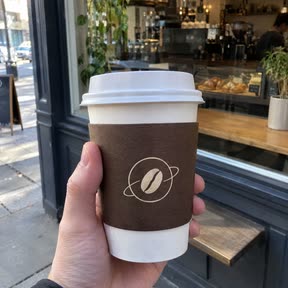Orbit Coffee: a takeaway cup with the logo